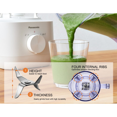 Блендер Panasonic стаціонарний, 450Вт, чаша-1350мл, млин., для спецій, білий