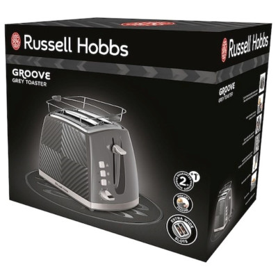 Тостер Russell Hobbs GrooWe 2 Slice 850Вт, підігрів, розморожування, пластик, сірий