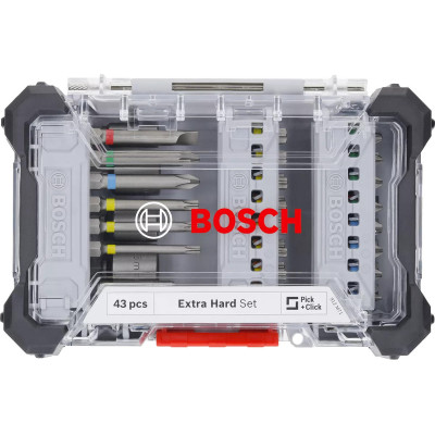 Біти Bosch Professional Extra Hard Screwdriver Bit Set, магнітний бітотримач, PH,PZ,T, SL, HEX, кейс, набір 46шт