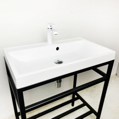 Раковина, умивальник Adamant STRENG NEW, штучний камінь, прямокут., з отвором для змішувача, з отвором для переливу, 590x410x123мм, накладний, білий Раковина, умивальник Adamant STRENG NEW, штучний камінь, прямокут., з отвором для змішувача, з отвором для переливу, 590x410x123мм, накладний, білий