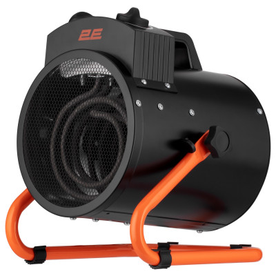 Тепловая пушка электрическая 2E Stainless, 3кВт, 30м кв, 286м куб/час, нагревательный элемент - нержавеющая сталь, IPX4, черный