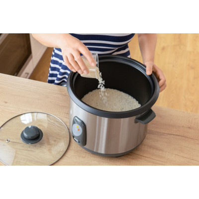 Рисоварка Sencor, 500Вт, чаша-1,5л, електр. керування , знімна кришка, нерж. сталь, сірий Рисоварка Sencor, 500Вт, чаша-1,5л, електр. керування , знімна кришка, нерж. сталь, сірий