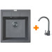 Набір кухонна Adamant Brick, штучний камінь, квадрат, без крила, 460x515x200мм, чаша - 1, врізна, сірий + змішувач