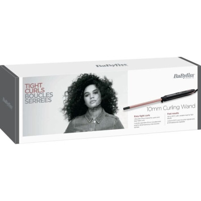Плойка Babyliss Rose Quartz, 48Вт, темп.режимів-6, D -10mm, 160-210С, кераміка, чорно-рожевий