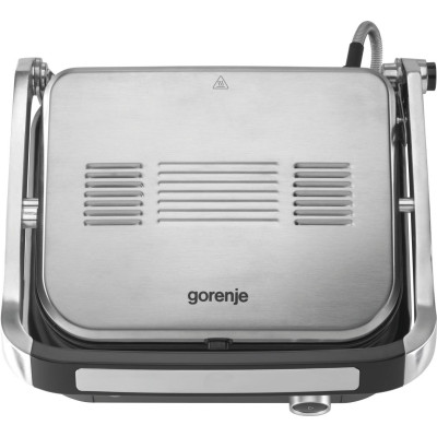 Гриль Gorenje прижимной 2100Вт, темп. режимов-7, съемные пластины, раскрытие на 180°, металл, серый (GCG2100S)