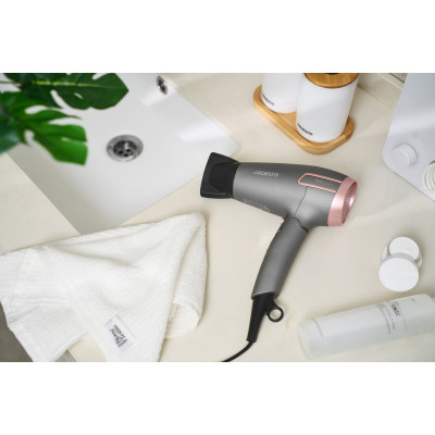 Фен ARDESTO Pink Touch, 2000Вт, 2 швидкості, 2 темп.режими, складана ручка, сірий+рожевий