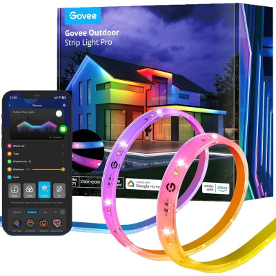 Govee Стрічка світлодіодна розумна H70A1 Phantasy Outdoor LED, 10м, RGBICWW, WI-FI/Bluetooth, білий Govee Стрічка світлодіодна розумна H70A1 Phantasy Outdoor LED, 10м, RGBICWW, WI-FI/Bluetooth, білий