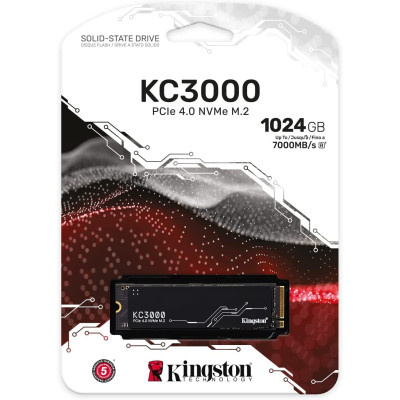 Накопичувач SSD 1TB Kingston KC3000 M.2 2280 PCIe 4.0 x4 NVMe 3D TLC (SKC3000S/1024G)