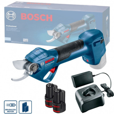 Секатор аккумуляторный Bosch Pro Pruner, 12В, 2х3Ач, d реза 25мм, 1000гр (0.601.9K1.021)