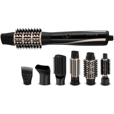 Фен-щітка Remington Blow Dry & Style Caring, 1200Вт, 2 режими, іоніз-я, хол. обдув, кейс для зберігання, кераміка, чорно-золотий
