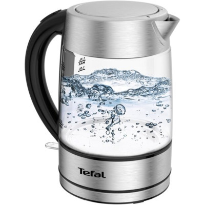Електрочайник Tefal Glass Kettle 1.7л, скло, з підсвіткою, сріблясто-чорний