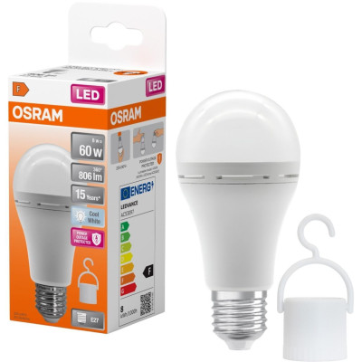 Лампа OSRAM LED E27 8Вт 806Лм 4000К A60 акумуляторна