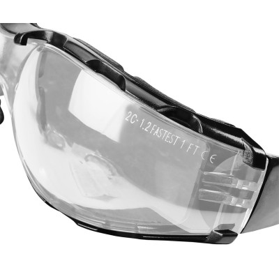 Окуляри захисні Neo Tools протиосколкові, клас захисту FT, резинові дужки, полікарбонат, прозорі