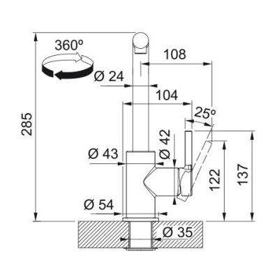 Змішувач для кухні Franke Lina L Pull Out, довж.виливу - 218мм, поворотний, 1важіль, витяжний, сірий сланець