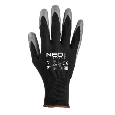Neo Tools Рукавички робочі комплект 12шт, поліестер з нітриловим покриттям, р.9, сіро-чорний Neo Tools Рукавички робочі комплект 12шт, поліестер з нітриловим покриттям, р.9, сіро-чорний