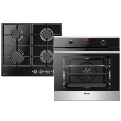 Комплект Hansa (духовка електрична + поверхня газова на склі), чорний Комплект Hansa (духовка електрична + поверхня газова на склі), чорний