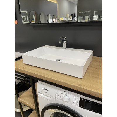 Раковина, умивальник Adamant SLENDER, штучний камінь, прямокут., з отвором для змішувача, без переливу, 605x405x120мм, накладний, білий