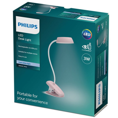 Philips Лампа настільна LED Reading Desk lamp Donutclip, рожевий