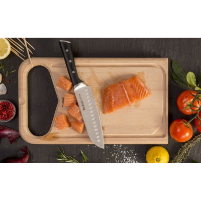 Кухонний ніж Сантоку Tefal Ice Force, 18см, нержавіюча сталь, пластик, чорний