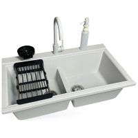 Набір кухонний Adamant Similar, штучний камінь, прямокут., без крила, 885x505x230мм, чаша - 2, врізна, Old stone + змішувач + дозатор + ополіскувач склянок + коландер