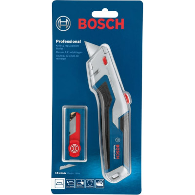 Bosch Ніж складаний, трапецієвидне лезо, пластиковий корпус, 253 мм, набір лез 13шт