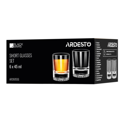 Набір стопок ARDESTO 45мл, 6шт, скло, прозорий Набір стопок ARDESTO 45мл, 6шт, скло, прозорий