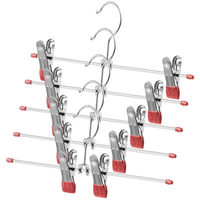 Набір вішаків з прищіпками для штанів ARDESTO 30см, 5шт, метал, ПВХ, червоний