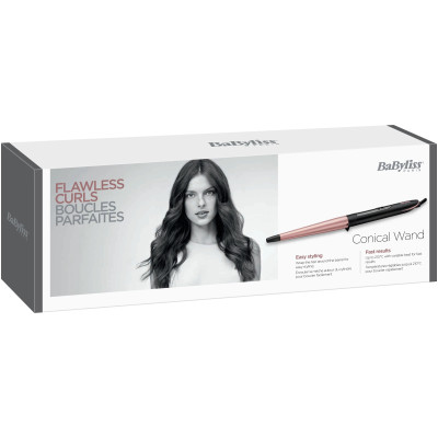 Плойка Babyliss Rose Quartz, конусна, 64Вт, темп.режимів-6, D -13-25mm, 160-210С, кераміка, чорно-рожевий