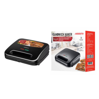 Сендвічмейкер Ardesto 700Вт, 1 пластина-гриль, корпус-пластик, чорний