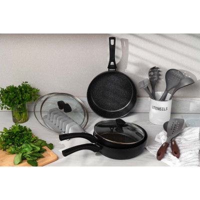 ARDESTO Сковорода глибока з кришкою Gemini Livorno, 24см, алюміній, чорний ARDESTO Сковорода глибока з кришкою Gemini Livorno, 24см, алюміній, чорний