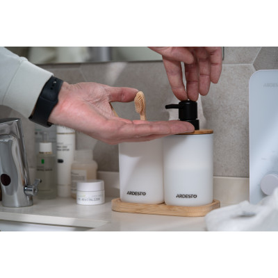 Набір для ванної кімнати ARDESTO Minimalism 360мл, 3 предмети, поліпропілен, бамбук, білий