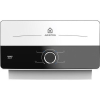 Водонагрівач електр. Ariston проточний AURES SM 7.7, 4,4л.хв, 7,7кВт, горизонтальний монтаж, мех. кер-ння, A, В'єтнам, біло-чорний