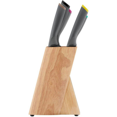 Набор ножей Tefal Fresh Kitchen, деревянное бревно, 5шт, нержавеющая сталь, пластик, дерево, черный