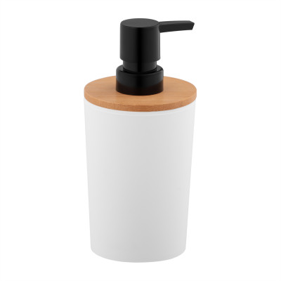 Диспенсер для мила ARDESTO Minimalism 380мл, поліпропілен, бамбук, білий Диспенсер для мила ARDESTO Minimalism 380мл, поліпропілен, бамбук, білий