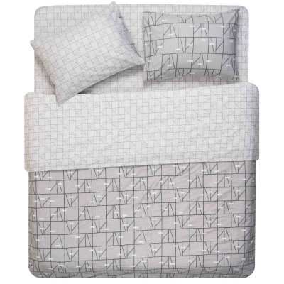 КПБ 2,0сп ARDESTO Gloria, підковдра 200х220см, простирадло 230х240см, наволочки (2) 50х70см, 100% бавовна, сатин, геометрія, сірий