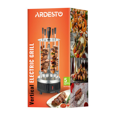 ARDESTO Электрошашлычница VEG-HY1000, 900 Вт, 5 шампуров, вращение 360, U-образные нагреватели, алюмин. кожух ARDESTO Электрошашлычница VEG-HY1000, 900 Вт, 5 шампуров, вращение 360, U-образные нагреватели, алюмин. кожух