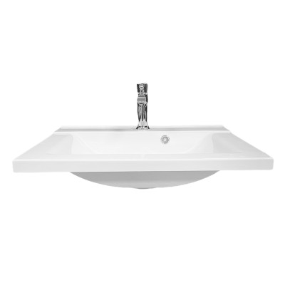 Раковина, умивальник Adamant QUANTO, штучний камінь, прямокут., з отвором для змішувача, з отвором для переливу, 600х447х140мм, накладний, білий