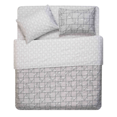 КПБ 2,0сп ARDESTO Gloria, підковдра 200х220см, простирадло 230х240см, наволочки (2) 50х70см, 100% бавовна, сатин, геометрія, сірий