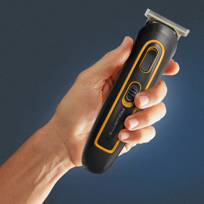 Тример Rowenta Sport Collection, для голови, носа, вух і тіла, мережа+акум., роторний мотор, насадок-8, чохол, титан.напил., чорно-жовтий