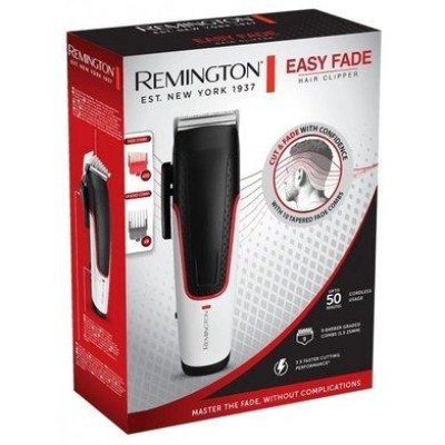 Машинка для стриження Remington E51 Easy Fade Hair Clipper, мережа+акум., роторний мотор, насадок-3, кейс, титан.напил., чорн-біл Машинка для стриження Remington E51 Easy Fade Hair Clipper, мережа+акум., роторний мотор, насадок-3, кейс, титан.напил., чорн-біл