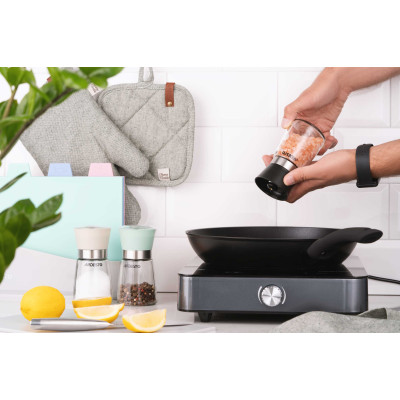 Млинок для солі та перцю ARDESTO Gemini, 180мл, скло, пластик, прозорий, чорний