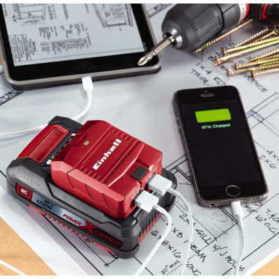 Einhell Зарядний пристрій USB для акумуляторів TE-CP 18 Li USB - Solo акум., PXC, 18В, 2хUSB, 1А/2.1А, 0.06 кг