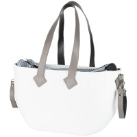 Сумка Nuvita MyMia ручки шкіра, килимок, ремені для коляски, біло-сірий