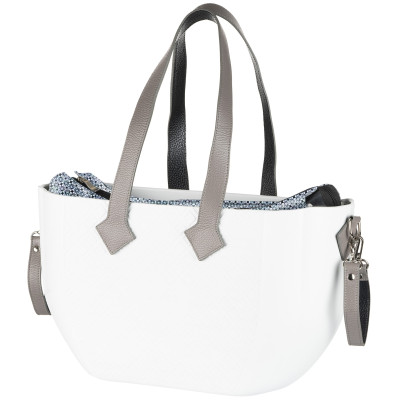 Сумка Nuvita MyMia ручки шкіра, килимок, ремені для коляски, біло-сірий