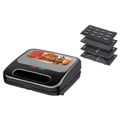 Сендвічмейкер Ardesto 700Вт, алюміній, 4 пластини, корпус-нержав.сталь/пластик, чорно-сріблястий