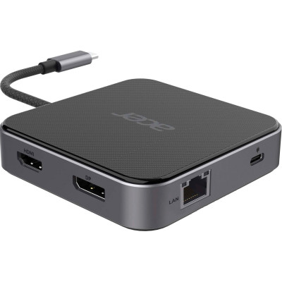 Acer Хаб USB-С > HDMI/DP/2xUSB-A3.2/USB-C/RJ45/mini-jack, 0.15м, чорний