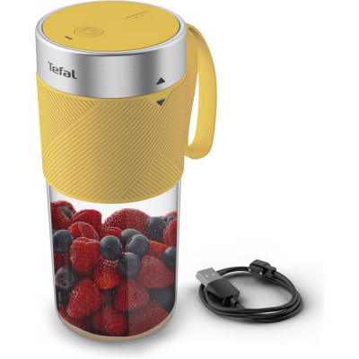 Блендер Tefal Lightmix портативний для смузі, чаша-300мл, USB, тритан, жовтий