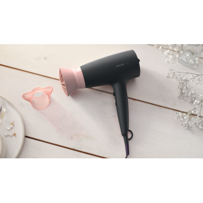 Фен Philips 3000 Series, 2100Вт, 3 режими, іонізація, хол. обдув, чорно-рожевий