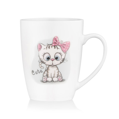 Чашка з ложкою ARDESTO Cute, 320мл, порцеляна, нержавіюча сталь, білий