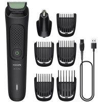 Тример Philips All-in-One Trimmer 3000 Series, для обличчя, голови, носа, акум., насадок-7, сталь, чорний Тример Philips All-in-One Trimmer 3000 Series, для обличчя, голови, носа, акум., насадок-7, сталь, чорний